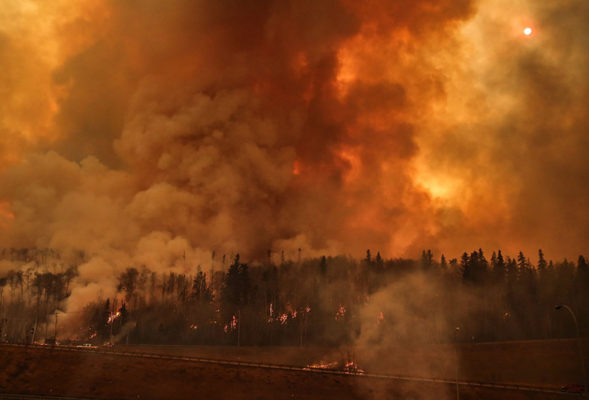 Fire from the highway in Fort McMurray